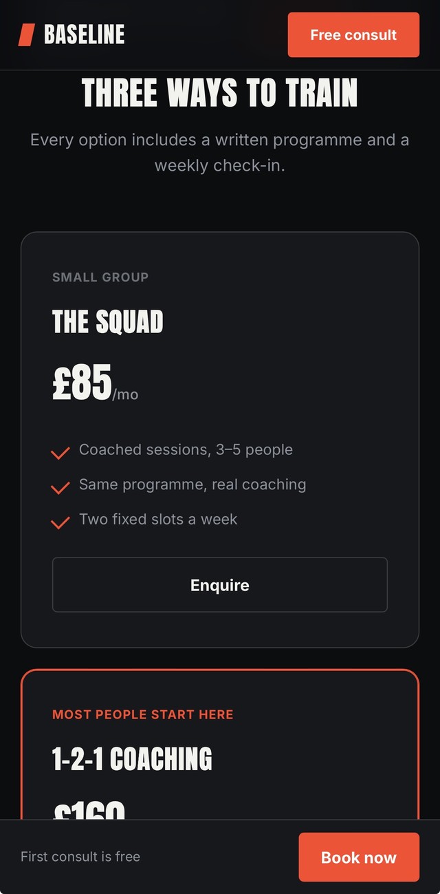 Tablet view of a personal trainer website built by Local Web Lab